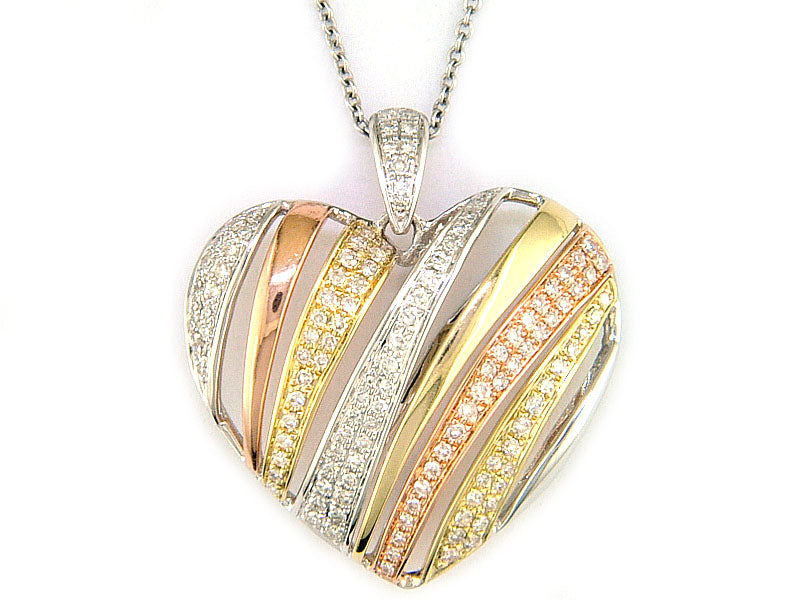 EFFY 14K WHT/YEL/PNK DIAMOND PENDANT