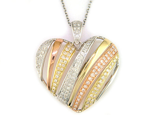 EFFY 14K WHT/YEL/PNK DIAMOND PENDANT