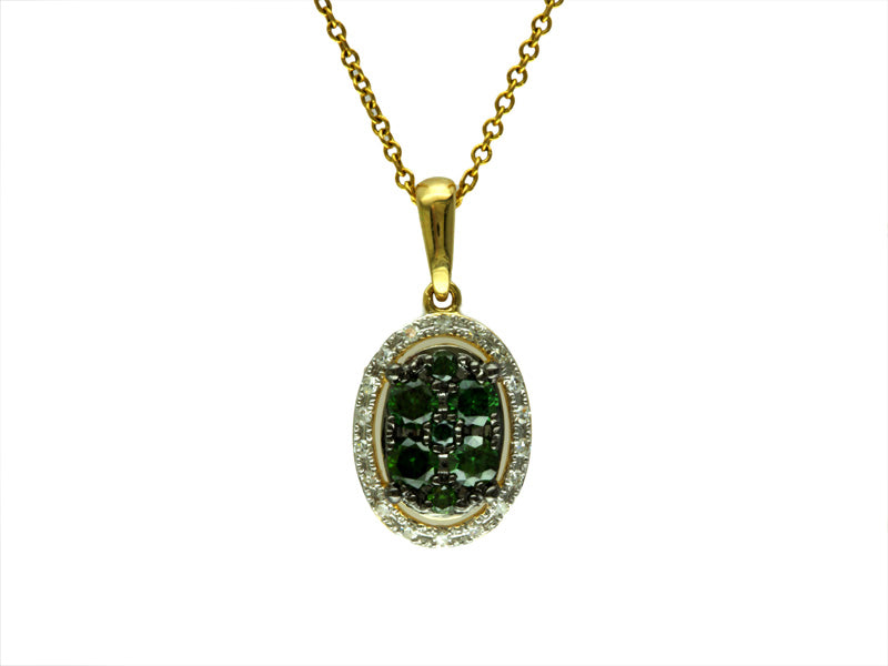 EFFY 14K YELLOW GOLD DIAMOND,GREEN DIAMOND, PENDANT