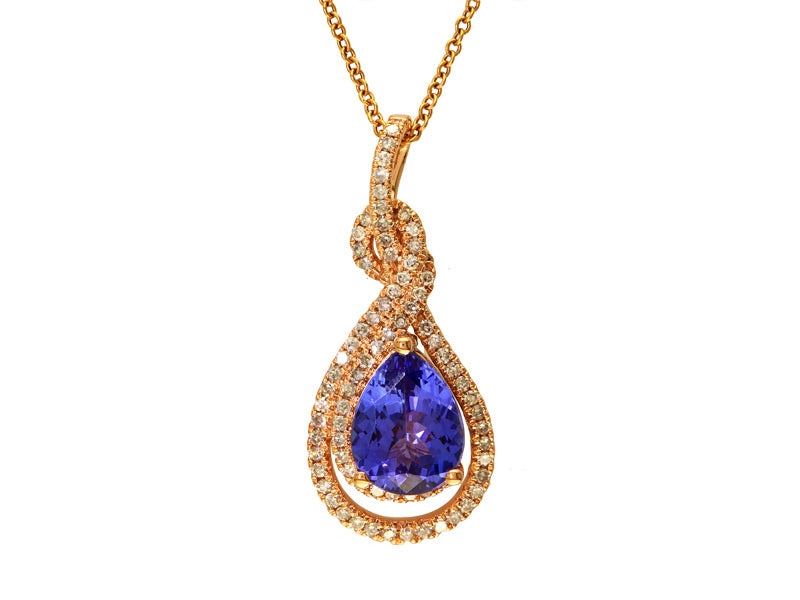 EFFY 14K ROSE GOLD DIAMOND,TANZANITE PENDANT