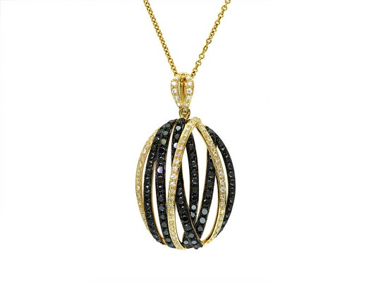 EFFY 14K YELLOW GOLD DIAMOND,BLACK DIAMOND, PENDANT