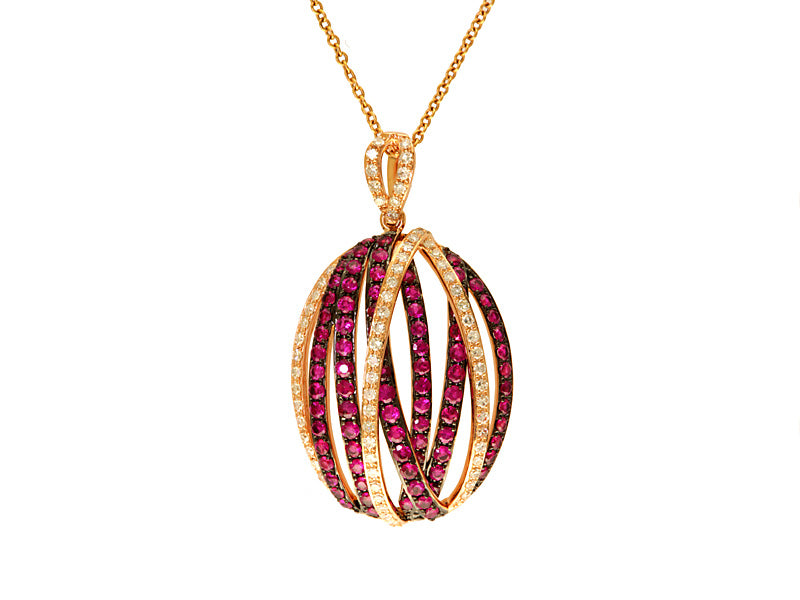 EFFY 14K ROSE GOLD DIAMOND,NATURAL RUBY PENDANT