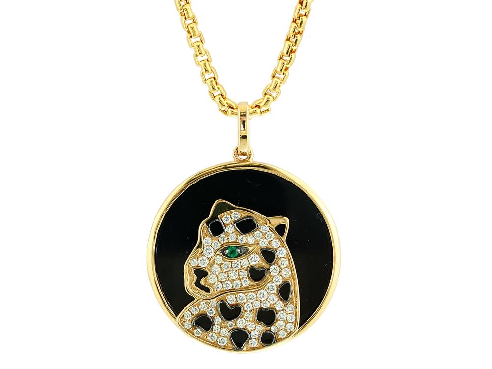 EFFY 14K YELLOW GOLD DIAMOND,NATURAL EMERALD PENDANT