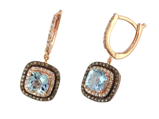 EFFY 14K ROSE GOLD DIAMOND MORGANITE EARRINGS