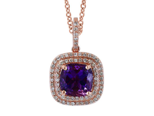 EFFY 14K ROSE GOLD DIAMOND,AMETHYST PENDANT