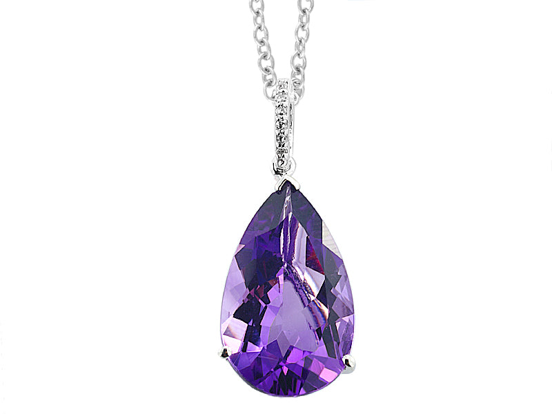 EFFY 14K WHITE GOLD DIAMOND and AMETHYST PENDANT