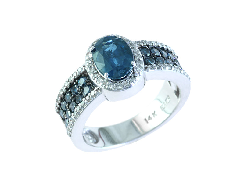 EFFY 14K WHITE GOLD DIAMOND and MULTICOLOR RING